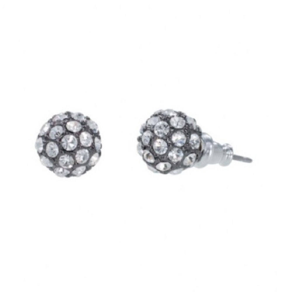 Stella & Dot | Glimmering Rhinestone Soirée Silver Pave+Hematite Stud Earring - Picture 2 of 9